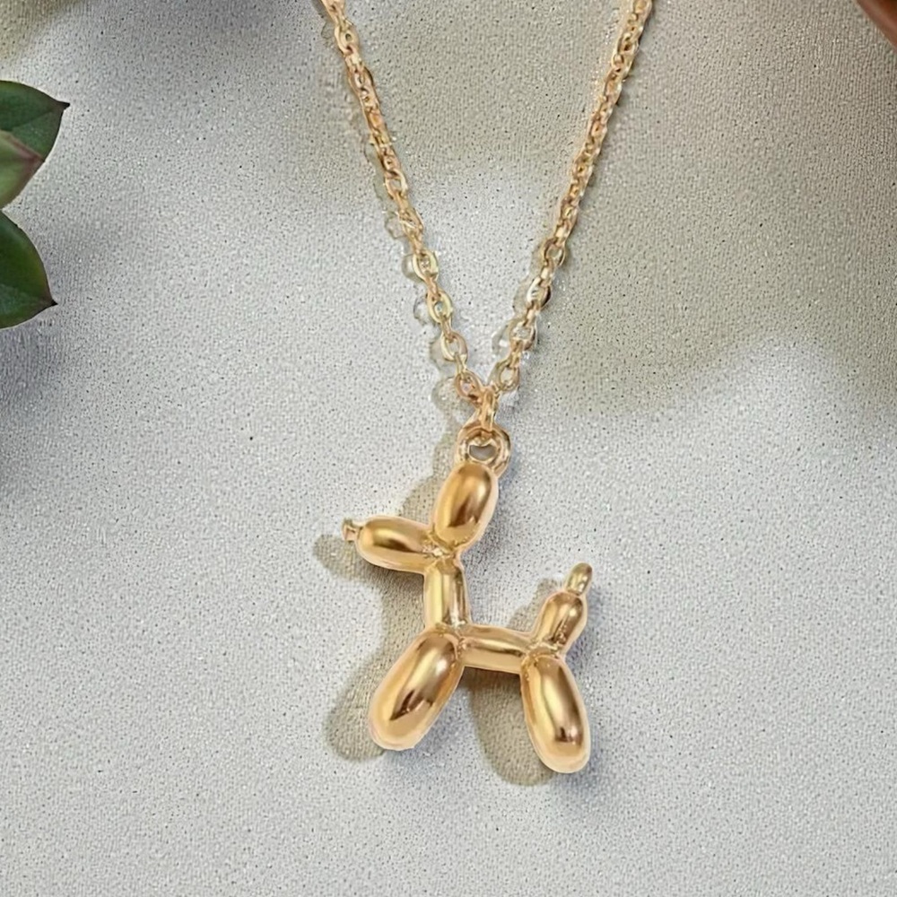✅NEW✅ 18K Gold Plated Stainless Steel Balloon Dog Pendant Necklace (Gold)